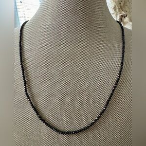 India Faceted Spinel Black Beaded Silver Necklace